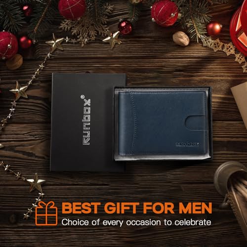 RUNBOX Slim Wallet for Men Genuine Leather RFID Blocking Bifold Minimalist Front Pocket Mens Wallet with Money Clip Thin Gift Box - Image 4