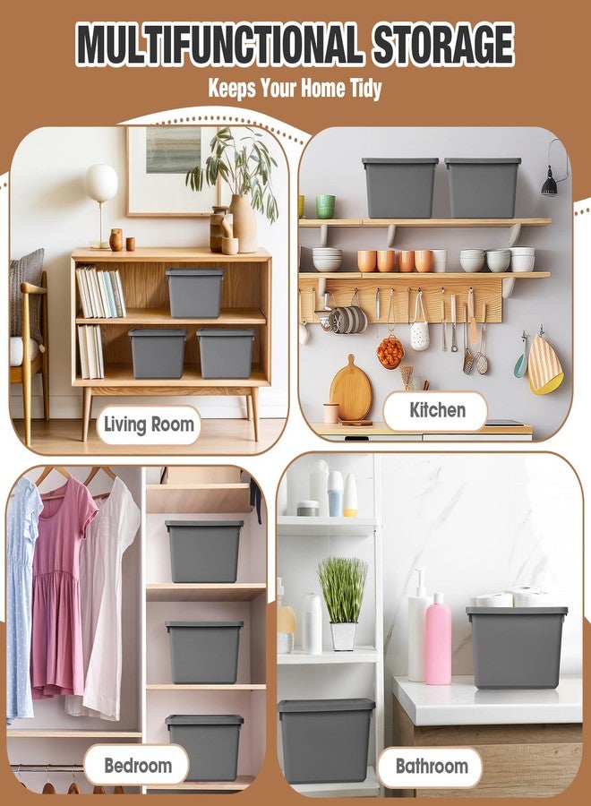 بوتشن مجموعة بوتشن من 6 صناديق تخزين بلاستيكية بغطاء وقفل، متوسطة الحجم، قابلة للتكديس والقفل، مقاس 9.8 × 7.3 × 5.7 بوصة، حاويات تخزين لتنظيم سلال التخزين على أرفف المكتب (رمادي) - Image 4