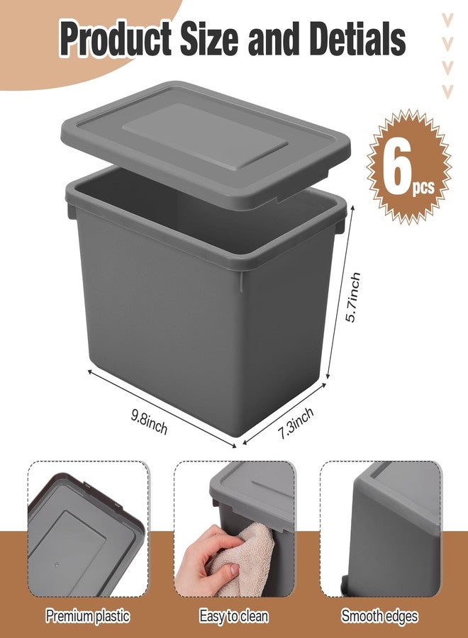 بوتشن مجموعة بوتشن من 6 صناديق تخزين بلاستيكية بغطاء وقفل، متوسطة الحجم، قابلة للتكديس والقفل، مقاس 9.8 × 7.3 × 5.7 بوصة، حاويات تخزين لتنظيم سلال التخزين على أرفف المكتب (رمادي) - Image 2