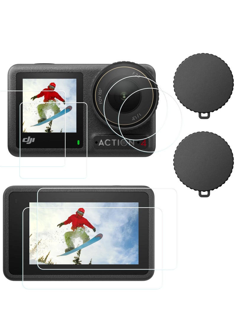KASTWAVE - Screen Protector for DJI OSMO Action 4 Camera - Includes Tempered Glass LCD Display Film, Lens Protector, and Silicone Lens Cap Cover, 0.3mm 9H Hardness Anti-Scratch Anti-Bubble (6+2 Pack) - Image 1