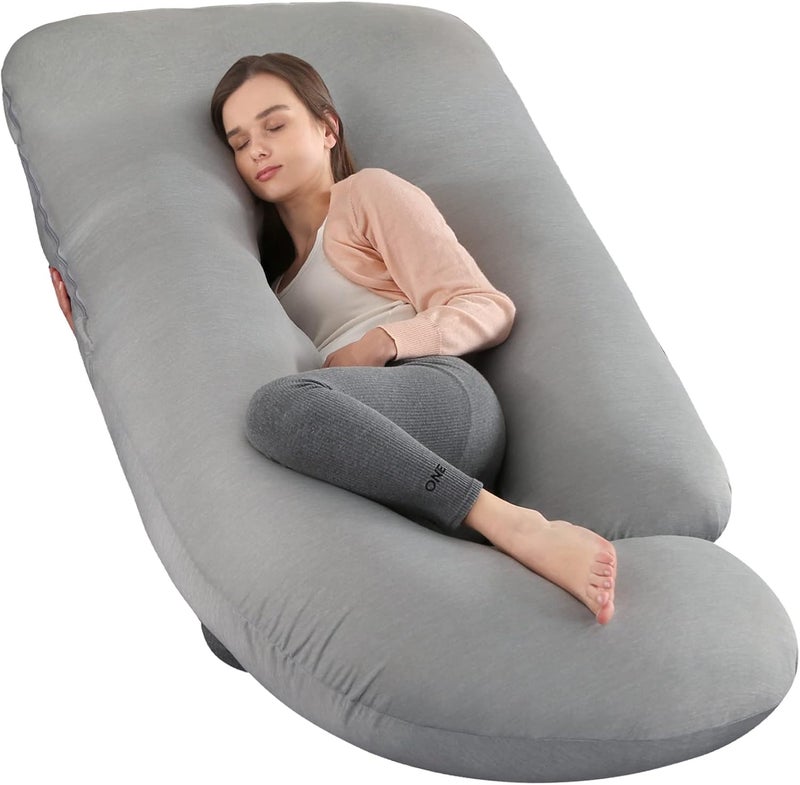Elover Pregnancy Pillows,U-Shape Full Body Pillow Cooling Cover Dark Grey Pregnancy Pillows for Sleeping Body for Adults,Maternity Pillow (Cooling Material,Haze Grey) - Image 1