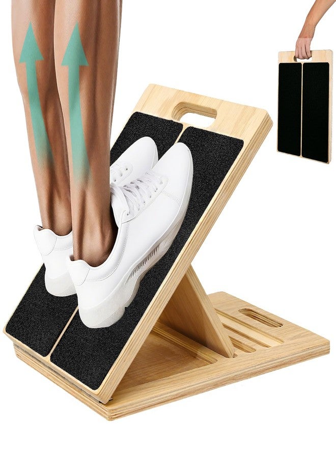 SROK Adjustable Wooden Calf Stretch Board, 350 LBS Portable Slant Board, Physical Therapy Incline Board for Plantar Fasciitis, Relief for Leg, Knee, Heel & Ankle, Black - Image 1