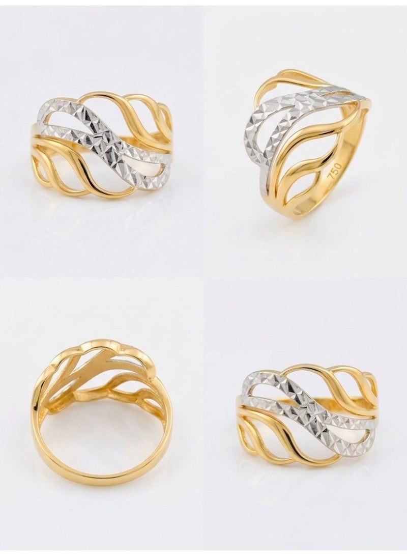 The Intermix Gems Two-Tone Gold Wave Motif Statement Ring 18K - Image 2