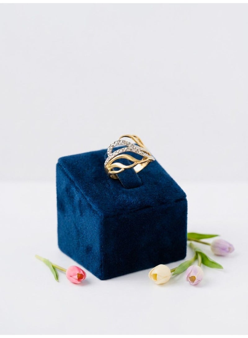 The Intermix Gems Two-Tone Gold Wave Motif Statement Ring 18K - Image 1