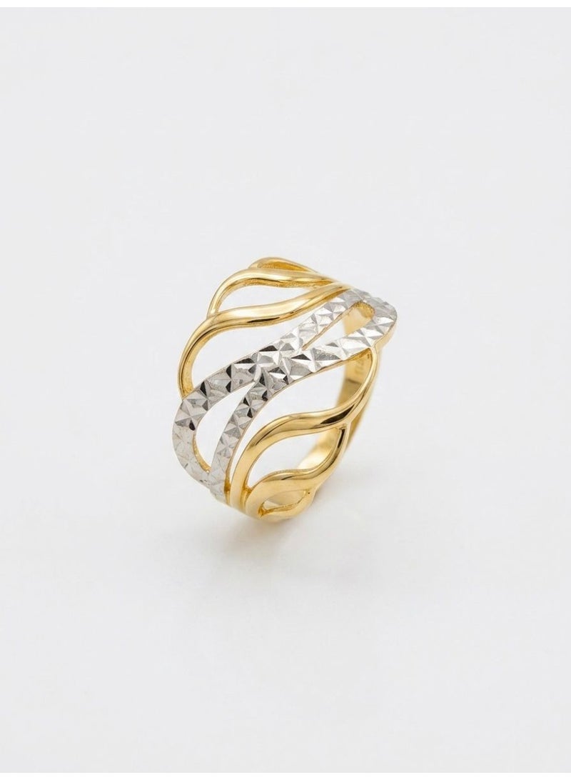 The Intermix Gems Two-Tone Gold Wave Motif Statement Ring 18K - Image 4