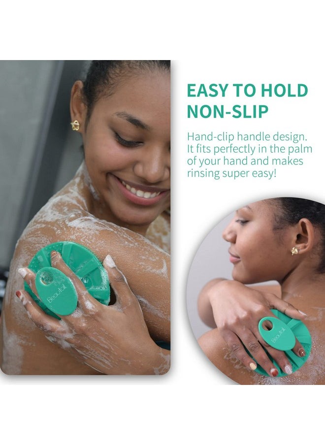 BEAUTAIL - Silicone Body Scrubber Shower Bath Brush, More Hygienic Than Traditional Loofah, Lather Nicely, Long lasting, Gentle Exfoliating for Women Men Baby Sensitive Skin, 1 Pack, Green - Image 1