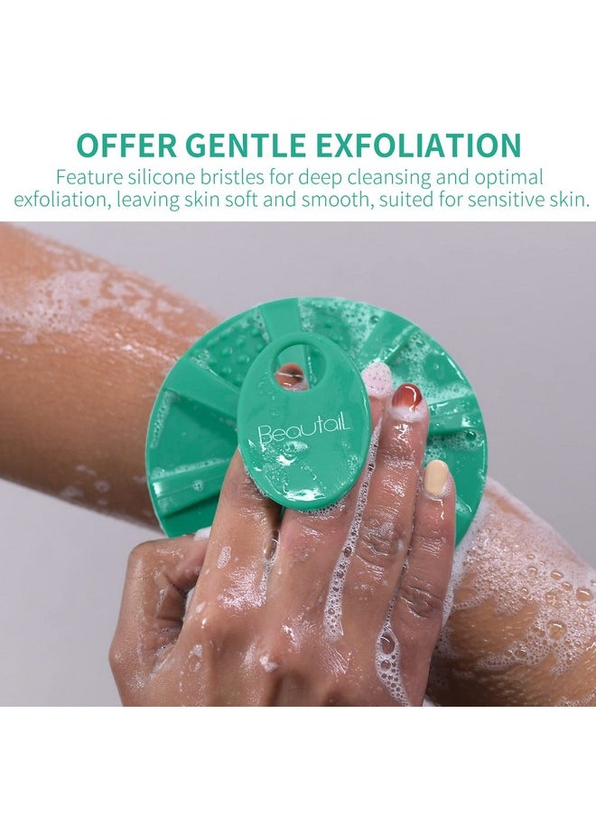BEAUTAIL - Silicone Body Scrubber Shower Bath Brush, More Hygienic Than Traditional Loofah, Lather Nicely, Long lasting, Gentle Exfoliating for Women Men Baby Sensitive Skin, 1 Pack, Green - Image 1