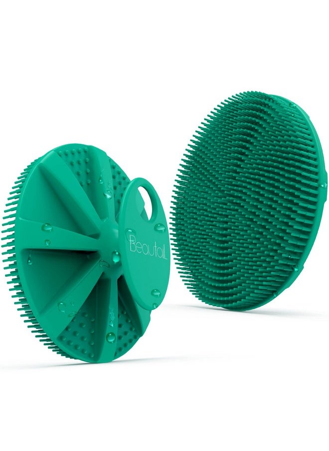 BEAUTAIL - Silicone Body Scrubber Shower Bath Brush, More Hygienic Than Traditional Loofah, Lather Nicely, Long lasting, Gentle Exfoliating for Women Men Baby Sensitive Skin, 1 Pack, Green - Image 1