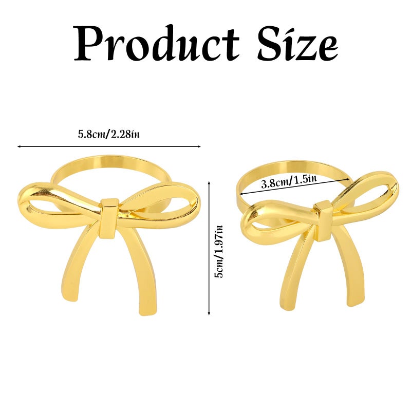 Penitue 12pcs Gold Bow Napkin Rings, Zinc Alloy Bow Butterfly Napkin Holder Buckles for Wedding Banquet Candlelight Dinner Party Anniversary Birthday Gatherings Table Decoration - Image 2