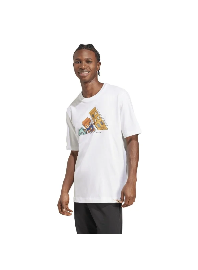 Adidas Adidas M Ddl Skate T White Graphic Tee (Short Sleeve) T-Shirts For Men