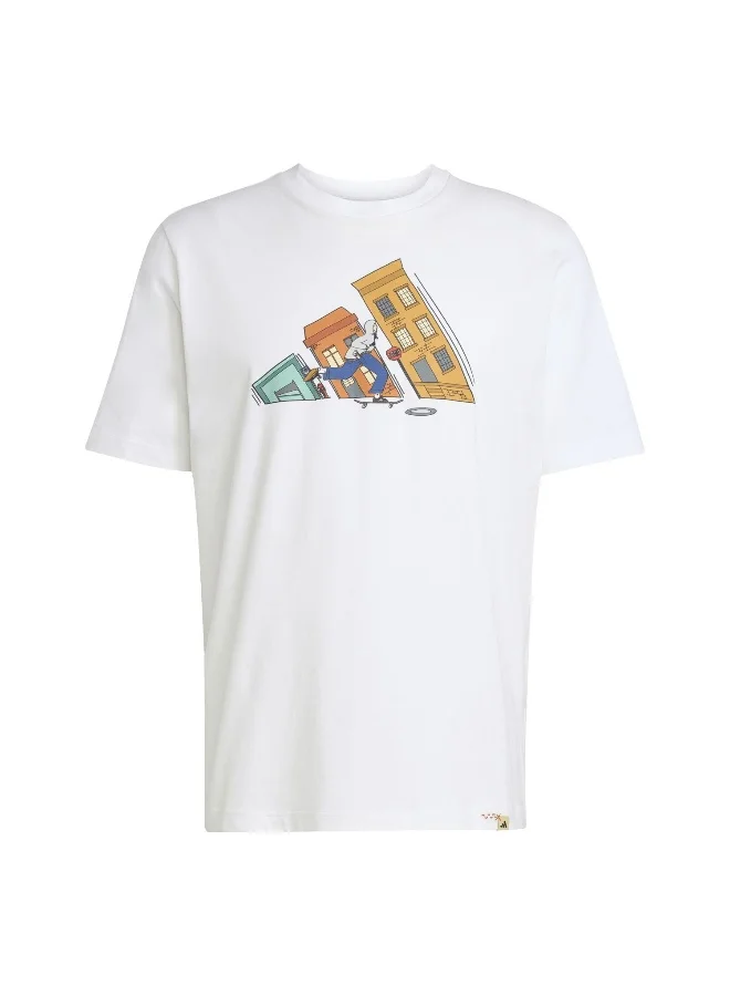 Adidas Adidas M Ddl Skate T White Graphic Tee (Short Sleeve) T-Shirts For Men