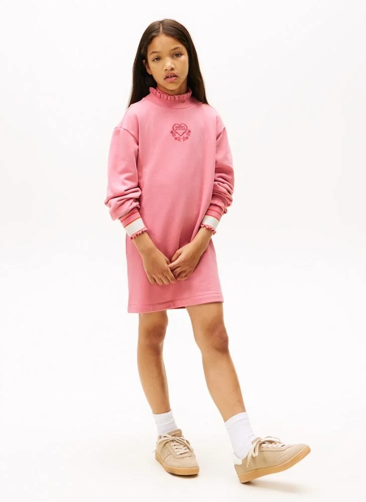 TOMMY HILFIGER Kids Camp Ruffle Neck Knit Dress