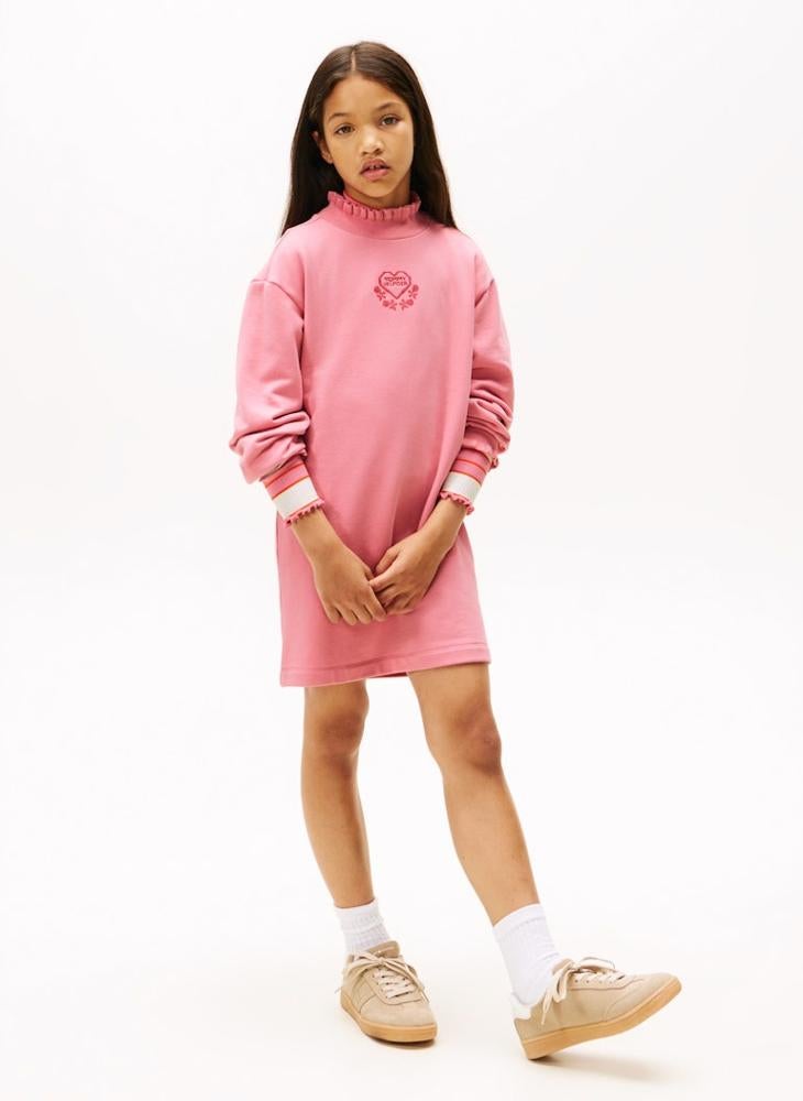 تومي هيلفيغر فستان بناتي محبوك بياقة مكشكشة للتخييم - Image 1