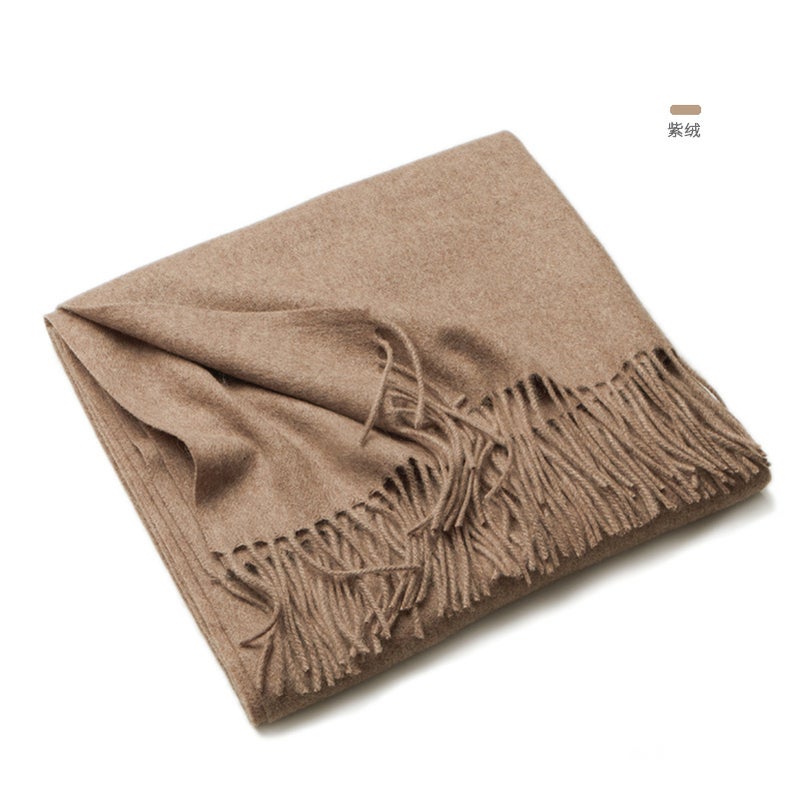 Autumn Winter Pure Wool Scarf Unisex Thick Cape Shawl Purple Velvet Purple Velvet