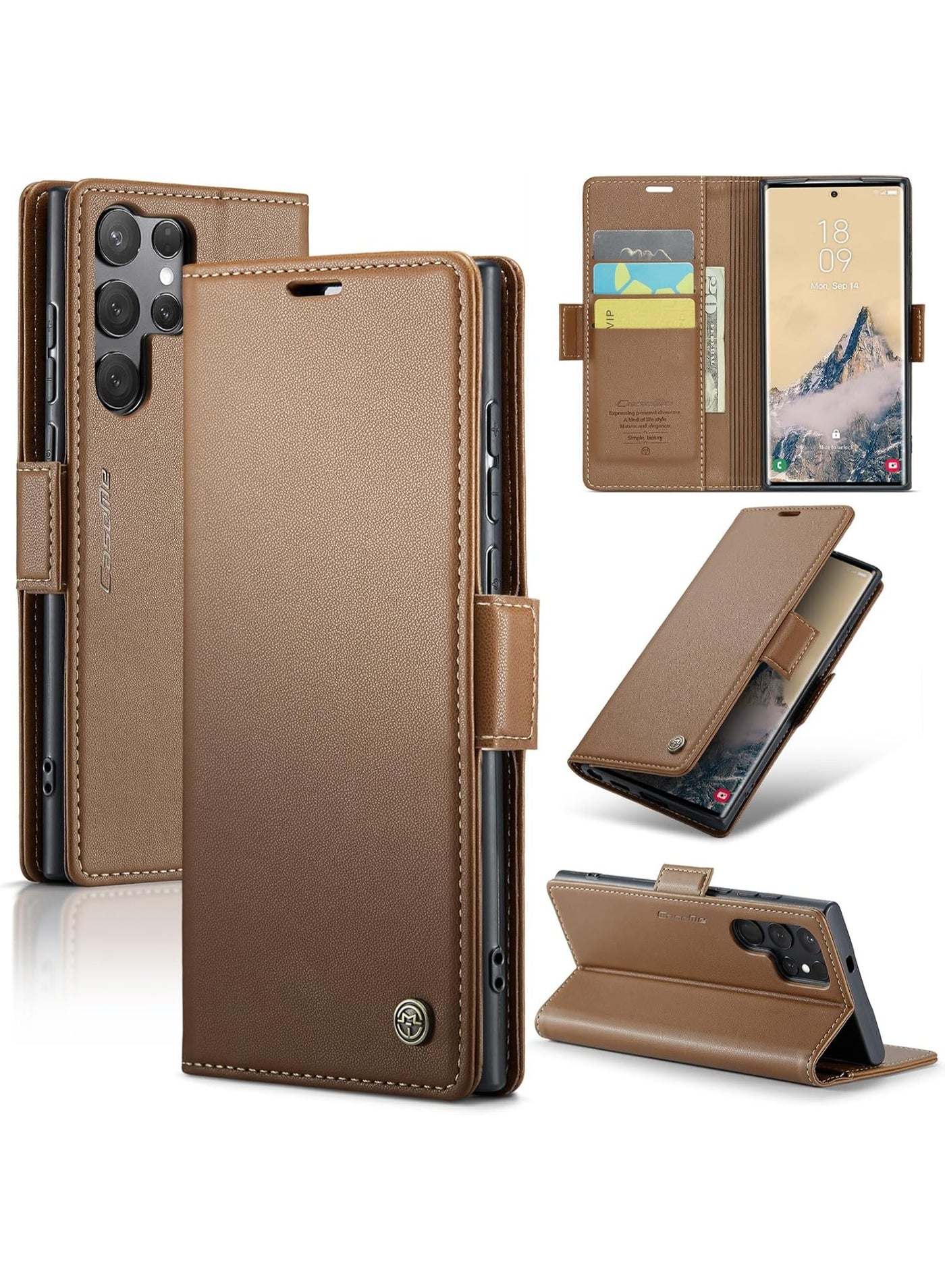 Adando Case for Samsung Galaxy S26 Ultra, Premium PU Leather Wallet, Kickstand Magnetic Case Flip Cover with Card Holder, Shockproof Protective for Samsung Galaxy S26 Ultra (Brown)