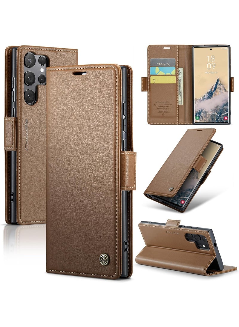 Adando Case for Samsung Galaxy S26 Ultra, Premium PU Leather Wallet, Kickstand Magnetic Case Flip Cover with Card Holder, Shockproof Protective for Samsung Galaxy S26 Ultra (Brown) - Image 1