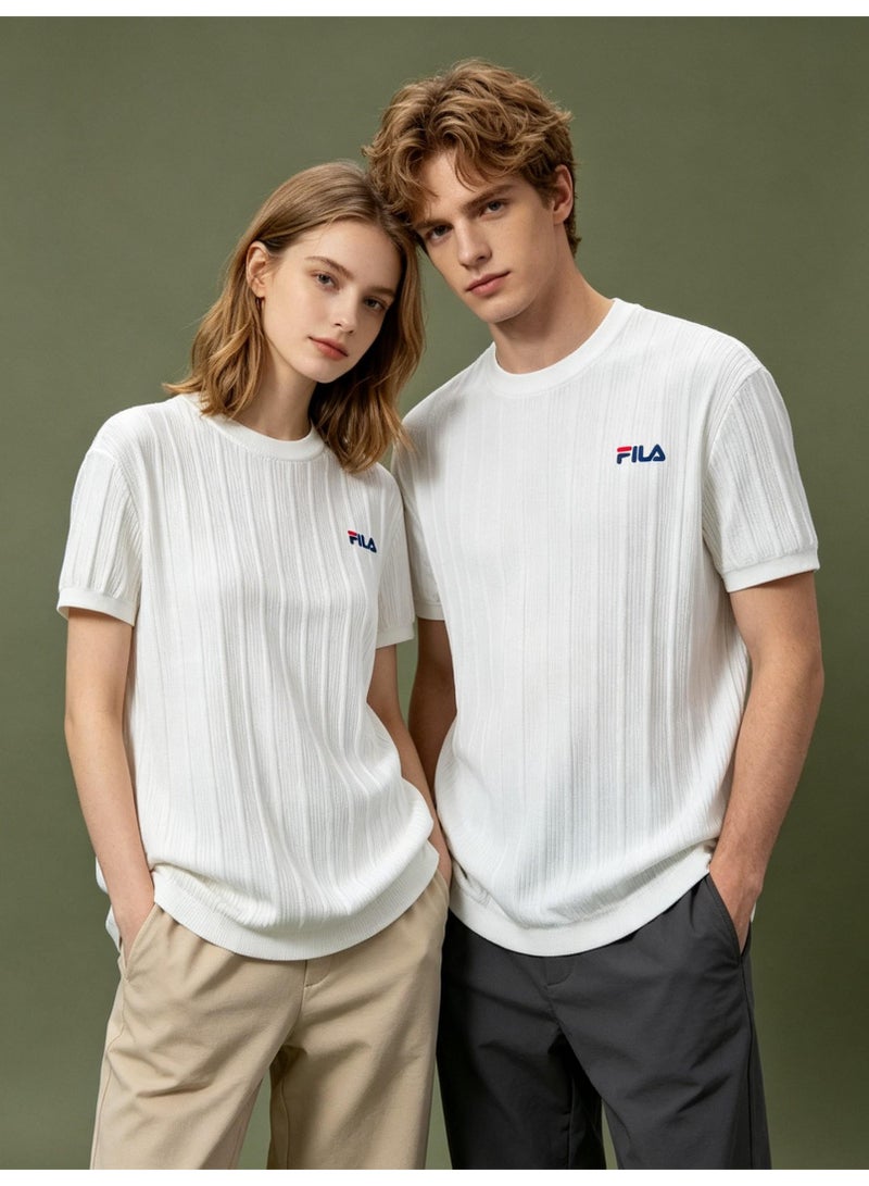 فيلا FILA men's and women's short-sleeved T-shirts with vertical pits and round neck knitted. - Image 3