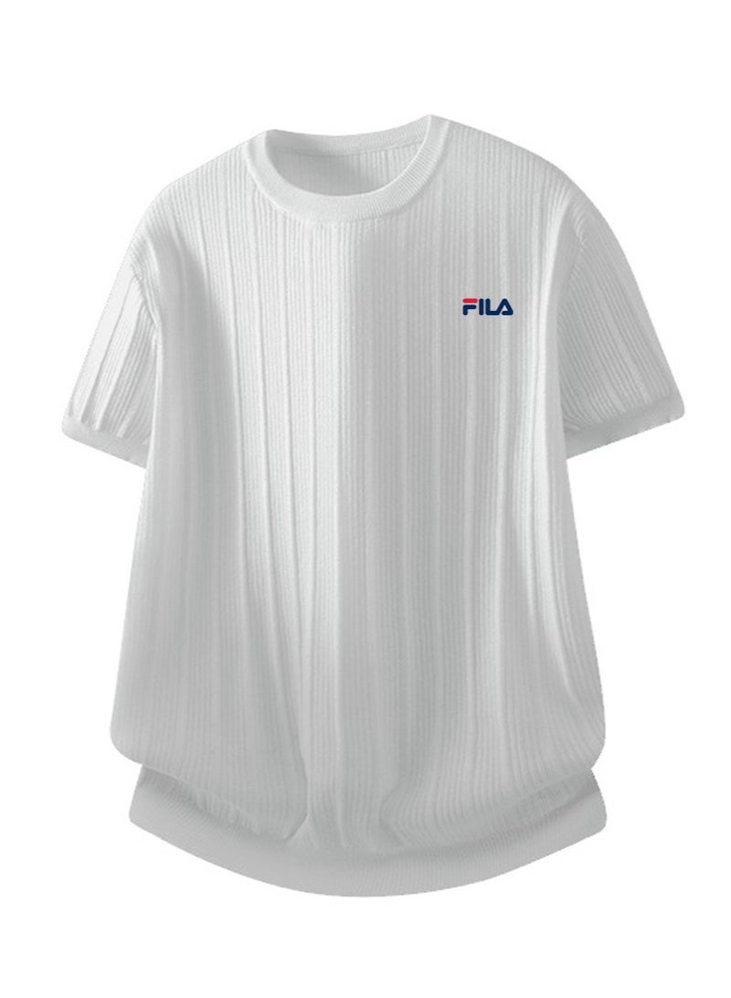 فيلا FILA men's and women's short-sleeved T-shirts with vertical pits and round neck knitted. - Image 2