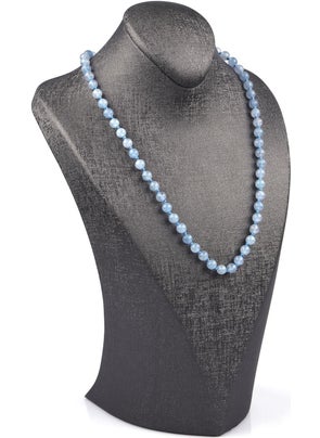 Güneş Avm Gunes Avm Aquamarine Natural Stone 6 mm Knotted Necklace  - Image 1