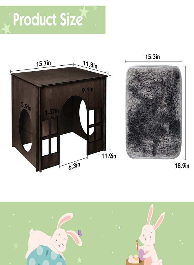 WHEARTED Large Rabbit Hideout, Rabbit Houses and Hideouts, Wooden Bunny House and Hideouts, Bunny Castle with Multiple Windows, Chinchilla and Guinea Pigs Hut Hideout - Image 5