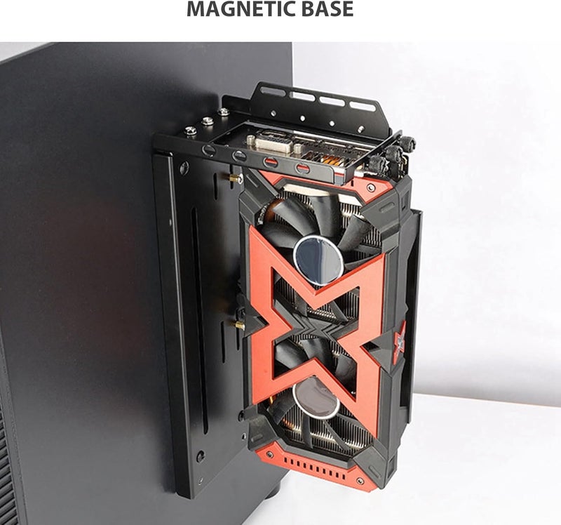Vertical GPU Mount PCI E 3.0 X16 Graphics Card Support Bracket, Adjustable ARGB LED Holder for ATX PC Case with Magnetic Base, Compatible with 1 - 3 Slot GPUs (26*6.2*12.8 cm) - Image 3