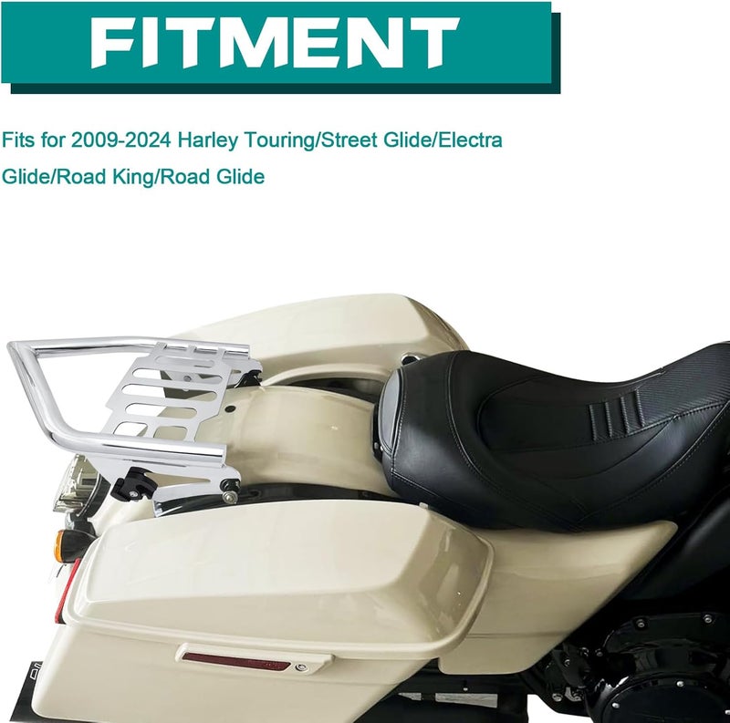 VPZMT Sissy Bar Backrest Detachable Luggage Rack for Harley Davidson Sportster XL 883 1200 Softail Dyna 2006-2020 (Chrome) - Image 2