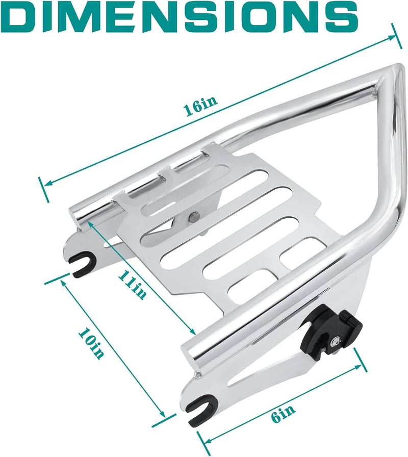 VPZMT Sissy Bar Backrest Detachable Luggage Rack for Harley Davidson Sportster XL 883 1200 Softail Dyna 2006-2020 (Chrome) - Image 3