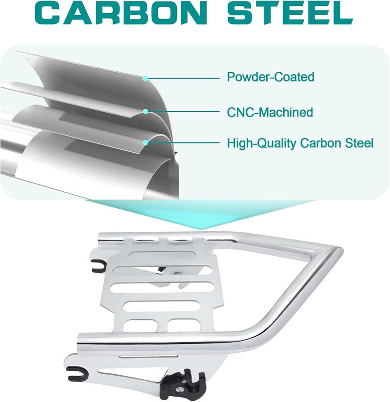 VPZMT Sissy Bar Backrest Detachable Luggage Rack for Harley Davidson Sportster XL 883 1200 Softail Dyna 2006-2020 (Chrome) - Image 4