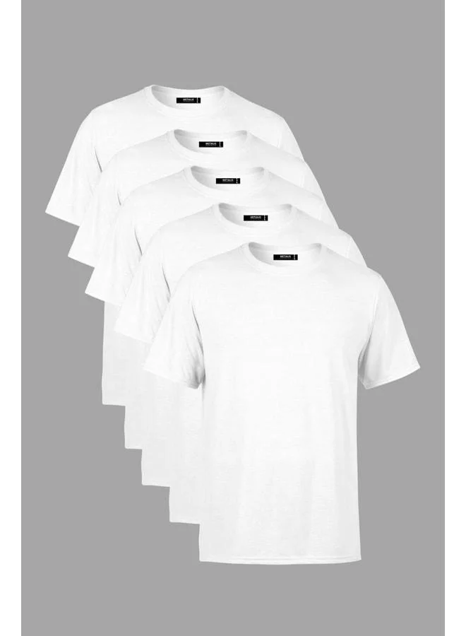 mmetalic Men's Multi-Colored 100% Cotton T-Shirt Regular Fit Relaxed Cut Crew Neck 5-Pack Basic T-Shirt Set