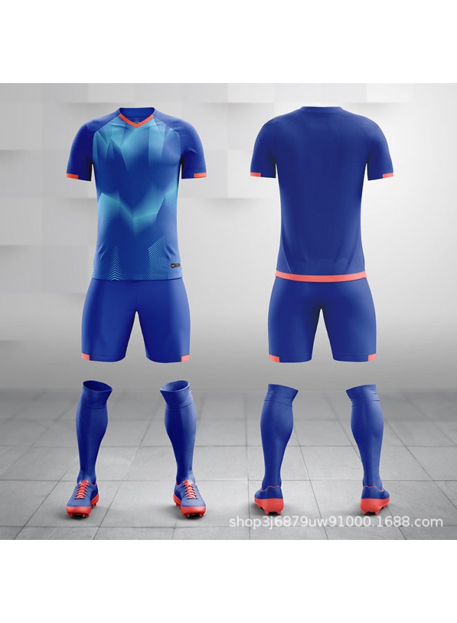 M8602 Color Blue Light Plate Short Sleeve Football Jersey - Image 1