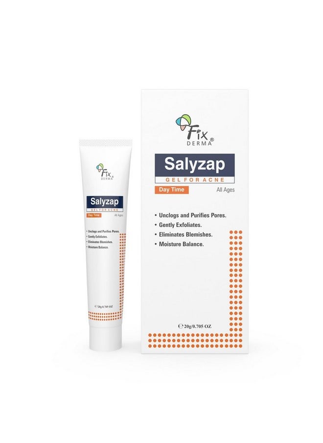 FIXDERMA Salyzap Day Time Gel For Acne With Salicylic Acid For Acne Scars Pimples Unclogs Pores Exfoliates Soothes Acne And Redness Reduces Breakouts Suitable For Oily And Acneprone Skin 20Ml  - Image 1