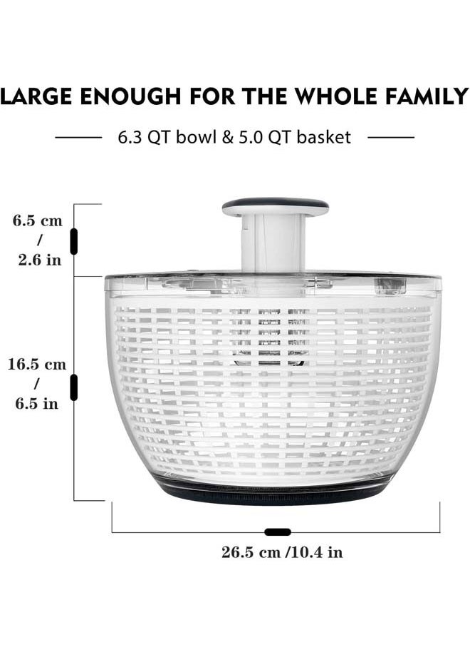 L&E Salad Spinner Lettuce Dryer,One-handed Easy Press Large Vegetable Dryer Salad Mixer with Comfortable and Retractable Pusher and Brake Button for Greens,Herbs,Berries,Fruits,6.3QT  - Image 4