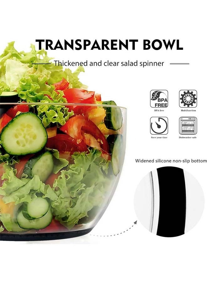 L&E Salad Spinner Lettuce Dryer,One-handed Easy Press Large Vegetable Dryer Salad Mixer with Comfortable and Retractable Pusher and Brake Button for Greens,Herbs,Berries,Fruits,6.3QT  - Image 5