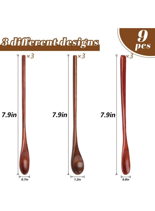 HANSGO 9PCS Wooden Honey Spoons, Mixing Coffee spoon with Long Handle for Jam Dessert Stirring - Image 2
