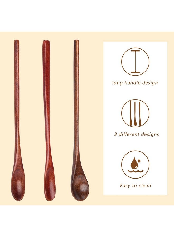 HANSGO 9PCS Wooden Honey Spoons, Mixing Coffee spoon with Long Handle for Jam Dessert Stirring - Image 4