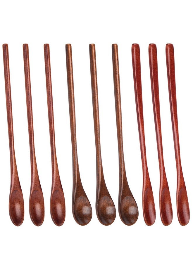 HANSGO 9PCS Wooden Honey Spoons, Mixing Coffee spoon with Long Handle for Jam Dessert Stirring - Image 1