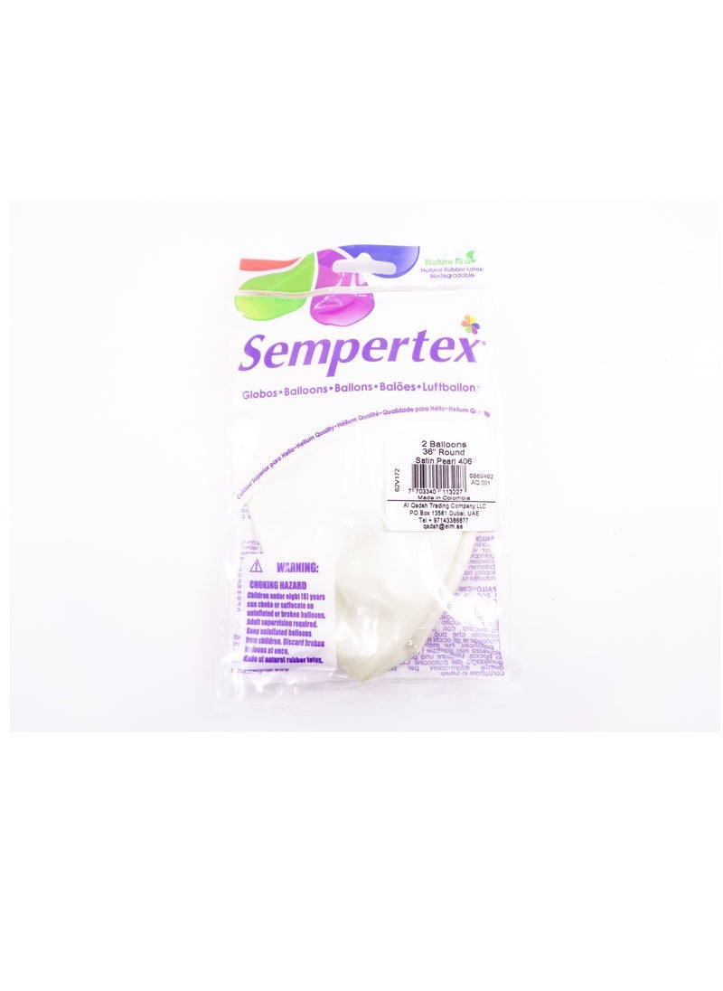 Sempertex 2 pcs, 36" Round Balloons, Satin Pearl, Latex Balloons - Image 2