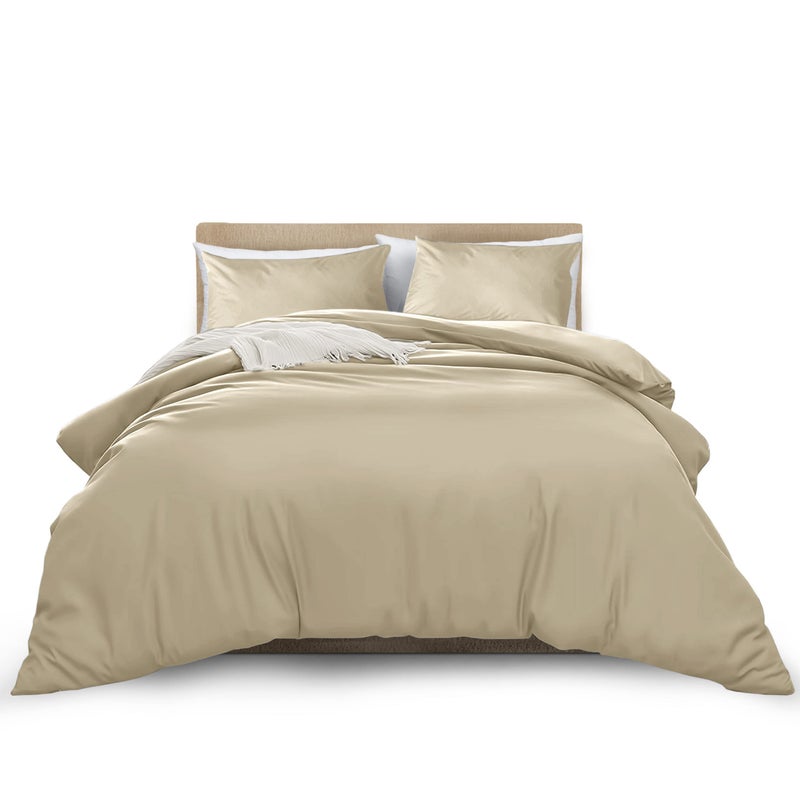 MOONLIGHT20015 King Duvet Cover Beige Solid Soft King Bedding Duvet Cover Set with 2 Matching Pillowcases