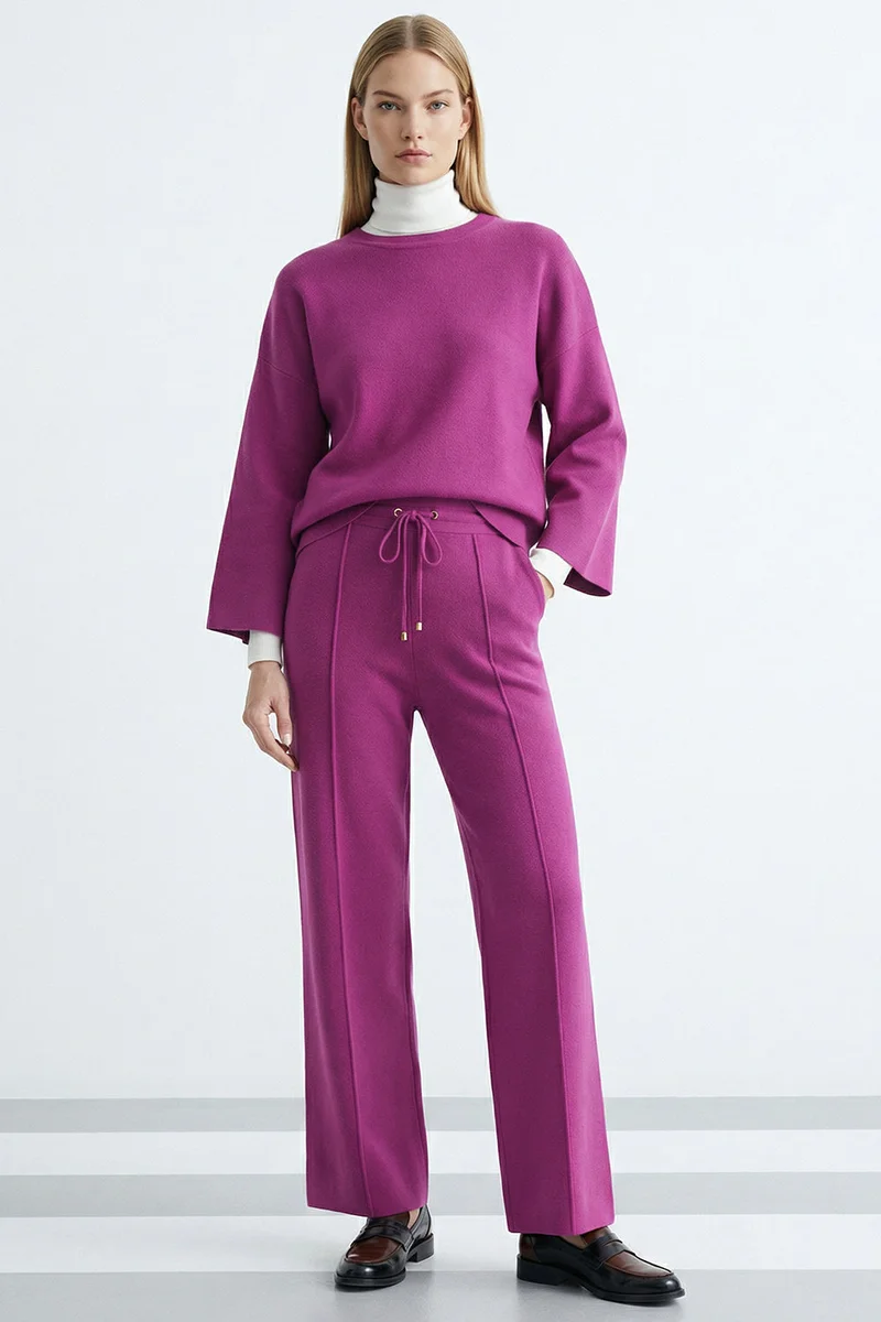 Exquise Elastic Waist Knitted Trousers