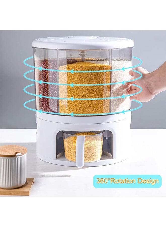 DUNISO 6 Grid Grain Dispenser,Rotating Grain Storage Bin,One-Click Output Large Capacity Food Dispenser,for Kitchen Small Grains, Beans, Rice,Pet Food - Image 3