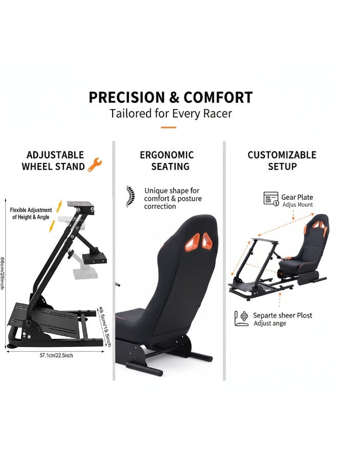 FlashHawk Racing Wheel Stand with Seat, Racing Gaming Chair Driving Cockpit for All Logitech G923 | G29 | G920 | Thrustmaster | Fanatec Wheels | Xbox One, PS4, PC Platforms - Image 2