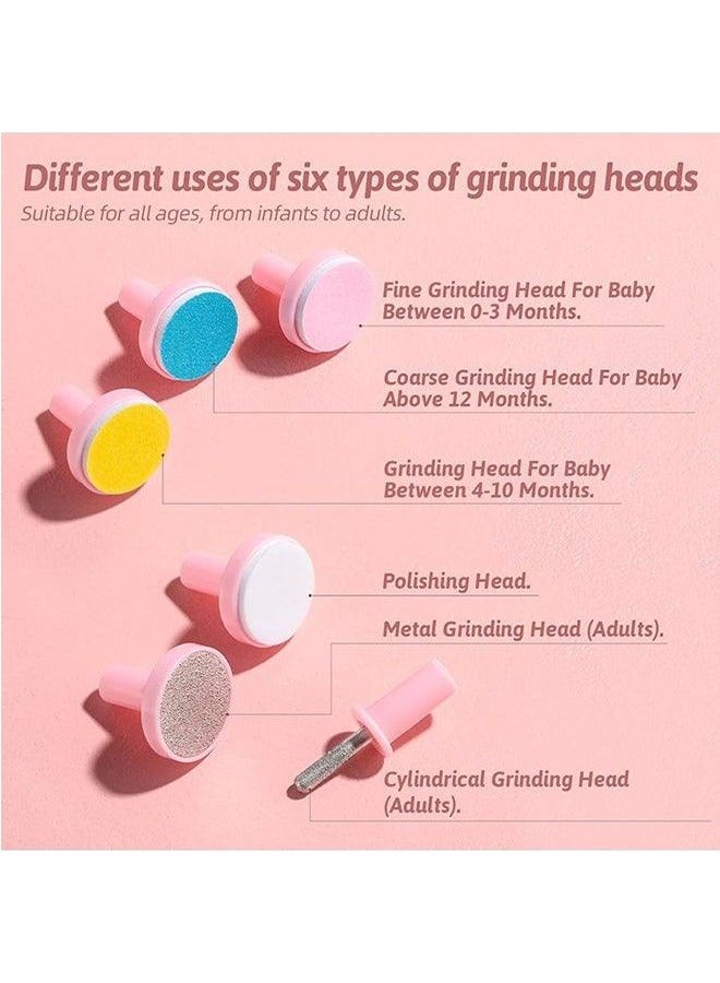 BLOOMING TIME 6-In-1 Electric Nail File Kit With LED Light Is Suitable For Children, Will Not Damage The Stratum Corneum Or Nail Bed, Easy To Use And Multiple Settings, Portable Set, Pink - Image 3