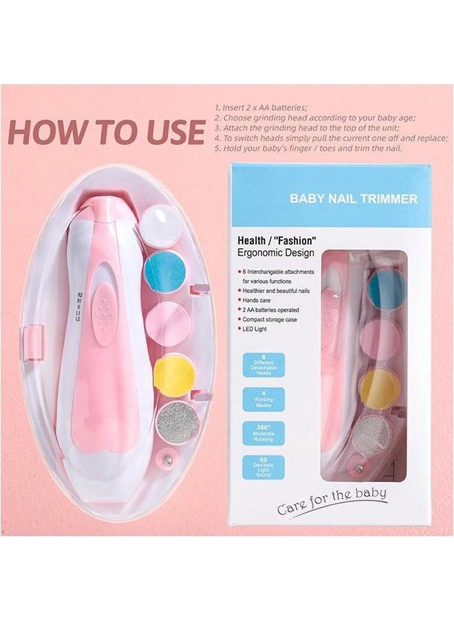 BLOOMING TIME 6-In-1 Electric Nail File Kit With LED Light Is Suitable For Children, Will Not Damage The Stratum Corneum Or Nail Bed, Easy To Use And Multiple Settings, Portable Set, Pink - Image 4