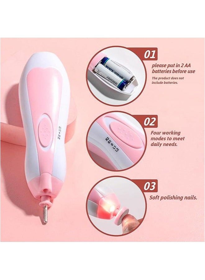 BLOOMING TIME 6-In-1 Electric Nail File Kit With LED Light Is Suitable For Children, Will Not Damage The Stratum Corneum Or Nail Bed, Easy To Use And Multiple Settings, Portable Set, Pink - Image 1