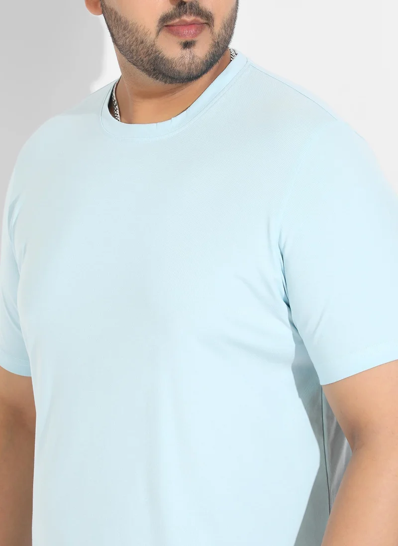 Instafab Plus Instafab Plus Men's Icy Blue Basic Regular Fit T-Shirt
