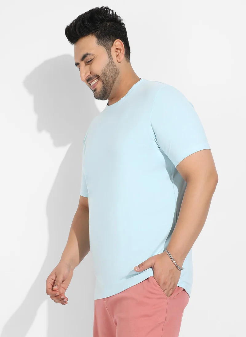 Instafab Plus Instafab Plus Men's Icy Blue Basic Regular Fit T-Shirt