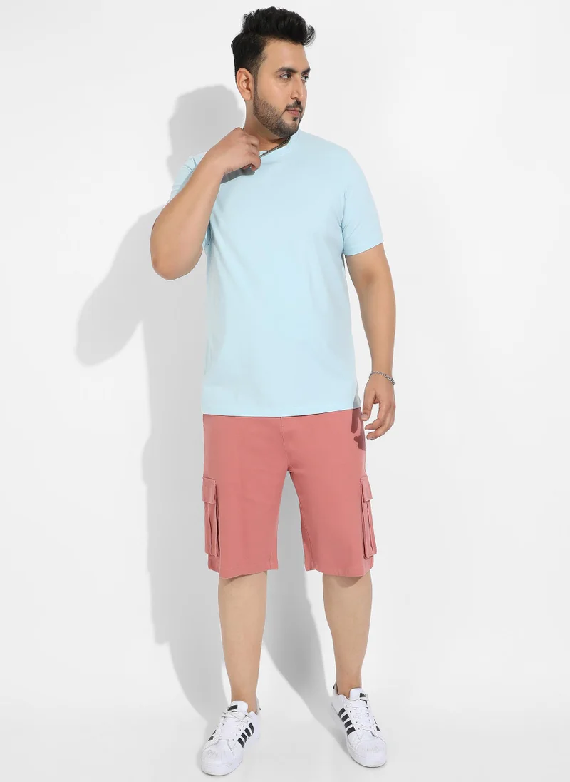 Instafab Plus Instafab Plus Men's Icy Blue Basic Regular Fit T-Shirt
