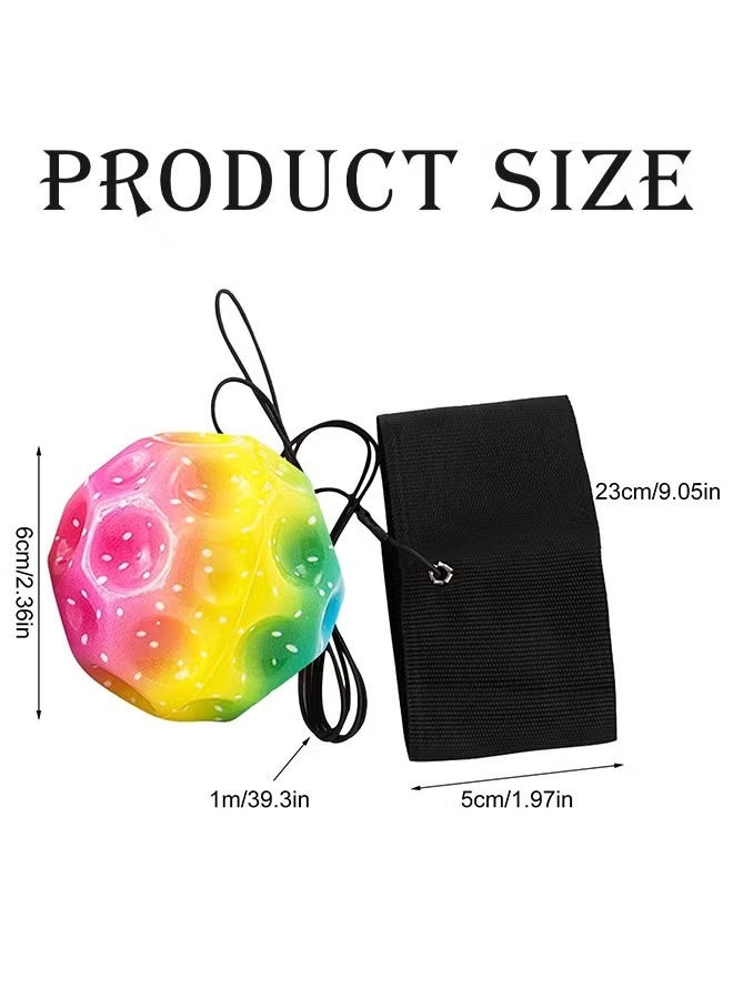 HAOHAN 3 Pcs Super High Bouncing Space Ball, Wrist Return Ball, with Wrist Strap, Sports Wrist Balls, Rebound Sports Wrist Exercise Balls, Fun Single Player Toy, Exercise Toy for Indoor or Outdoor - Image 2