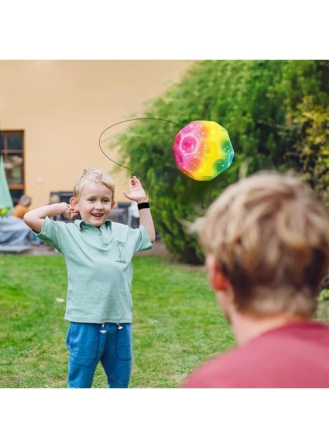 HAOHAN 3 Pcs Super High Bouncing Space Ball, Wrist Return Ball, with Wrist Strap, Sports Wrist Balls, Rebound Sports Wrist Exercise Balls, Fun Single Player Toy, Exercise Toy for Indoor or Outdoor - Image 4