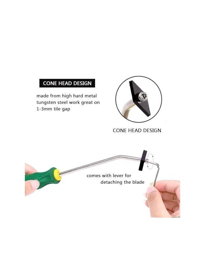 PROMASS 2PCS Grout Removal Tool, Detachable Tungsten Steel Blades, Caulking Removal Tool, Grout Cleaner, Remove Grout or Cleaning for Tile Joints and Seams or Corner - Image 2